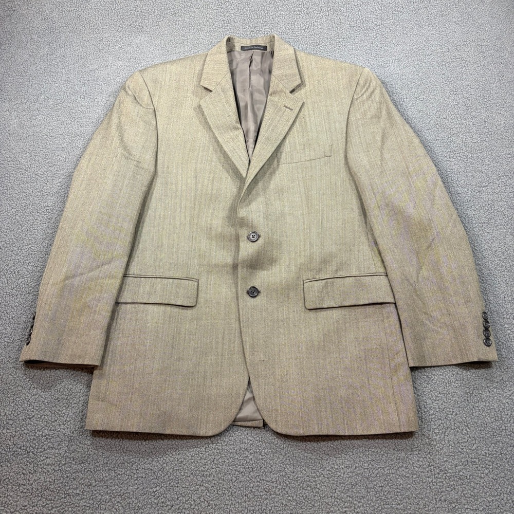 Chaps Sport Coat Mens 42R Brown Herringbone Blazer Two Button Formal Jacket 8165